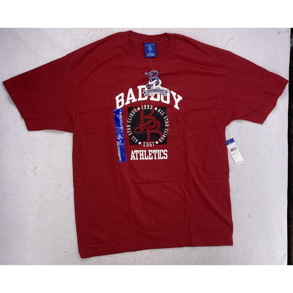 Vintage 90s Bad Boy Athletics T Shirt Mens XL Red NWT Puff 3D Graphic Deadstock